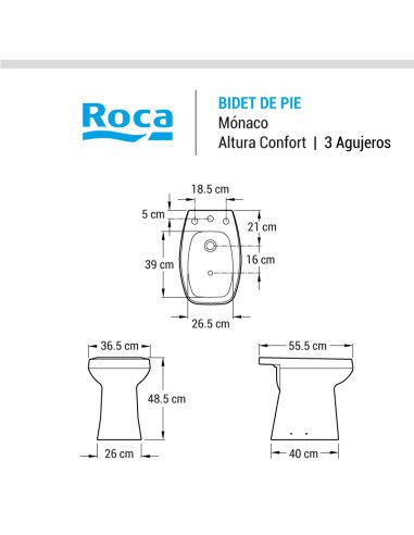 ROCA MONACO BIDET CONFORT - Imagen 2